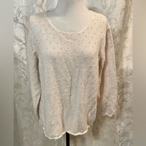 Maggie Sweet Creme Sweater With Pearl Accents